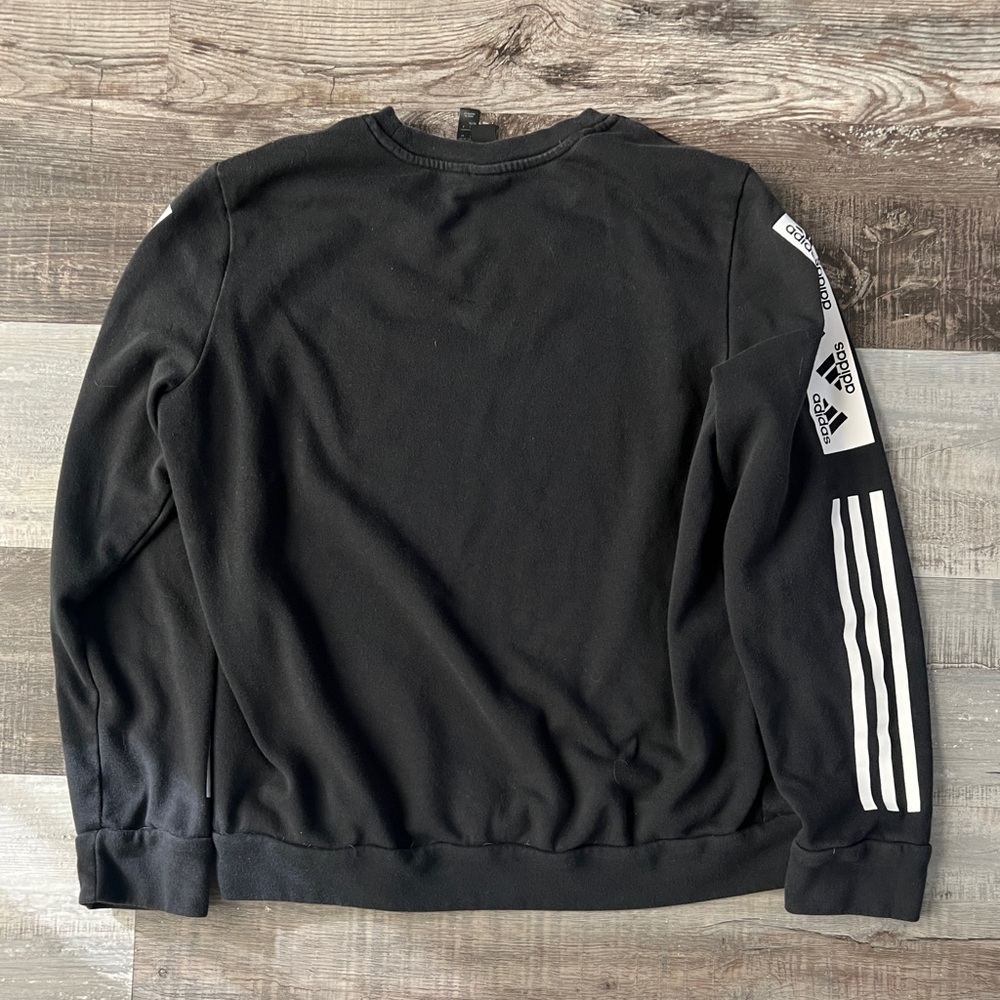 Adidas Black Crewneck Sweater with Ribbed Cuffs - Picture 2 of 7